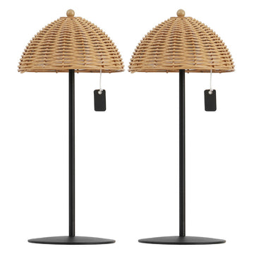Tilly 12.75" Modern Coastal Indoor/Outdoor Wicker Shade Rechargeable/Cordless Dimmable Integrated LED Table Lamp
